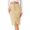 image:imageAllegra K Womens Jean Skirts Split High Waisted Stretchy Denim Pencil SkirtLight Khaki