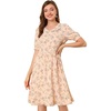 image:imageAllegra K Womens Vintage Peter Pan Collar Flowy Midi Floral DressPink