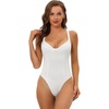 image:imageAllegra K Women Deep V Neck Tummy Control Shapewear Butt Lifter BodysuitWhite
