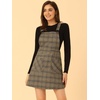 image:imageAllegra K Womens Plaid Overall Dress Suspender Short Pinafore DressApricot Blues