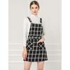 image:imageAllegra K Womens Plaid Overall Dress Suspender Short Pinafore DressBlackwhite