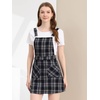 image:imageAllegra K Womens Plaid Overall Dress Suspender Short Pinafore DressBlueapricot