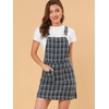 image:imageAllegra K Womens Plaid Overall Dress Suspender Short Pinafore DressBluebrown