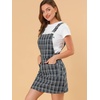 image:imageAllegra K Womens Plaid Overall Dress Suspender Short Pinafore DressBluebrown