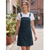 image:imageAllegra K Womens Plaid Overall Dress Suspender Short Pinafore DressBluegreen