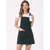 image:imageAllegra K Womens Plaid Overall Dress Suspender Short Pinafore DressBluegreen