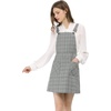 image:imageAllegra K Womens Plaid Overall Dress Suspender Short Pinafore DressGreengrey