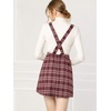 image:imageAllegra K Womens Plaid Overall Dress Suspender Short Pinafore DressRed