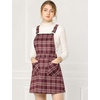 image:imageAllegra K Womens Plaid Overall Dress Suspender Short Pinafore DressRed