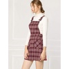 image:imageAllegra K Womens Plaid Overall Dress Suspender Short Pinafore DressRed
