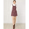 image:imageAllegra K Womens Plaid Overall Dress Suspender Short Pinafore DressRed