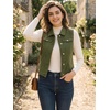 image:imageAllegra K Womens Washed Denim Vest Sleeveless Jean JacketArmy Green