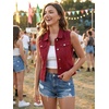 image:imageAllegra K Womens Washed Denim Vest Sleeveless Jean JacketBurgundy