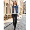 image:imageAllegra K Womens Washed Denim Vest Sleeveless Jean JacketDark Blue