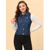 image:imageAllegra K Womens Washed Denim Vest Sleeveless Jean JacketDark Blue1