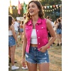 image:imageAllegra K Womens Washed Denim Vest Sleeveless Jean JacketFuchsia