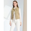 image:imageAllegra K Womens Washed Denim Vest Sleeveless Jean JacketLight Khaki