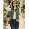 image:imageAllegra K Womens Washed Denim Vest Sleeveless Jean JacketOlive Green