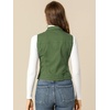 image:imageAllegra K Womens Washed Denim Vest Sleeveless Jean JacketOlive Green