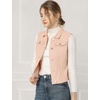 image:imageAllegra K Womens Washed Denim Vest Sleeveless Jean JacketPink