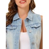image:imageAllegra K Womens Washed Denim Vest Sleeveless Jean JacketSky Blue