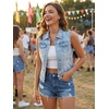image:imageAllegra K Womens Washed Denim Vest Sleeveless Jean JacketSky Blue
