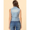 image:imageAllegra K Womens Washed Denim Vest Sleeveless Jean JacketSky Blue