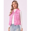 image:imageAllegra K Womens Washed Denim Vest Sleeveless Jean JacketWashed Pink