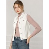 image:imageAllegra K Womens Washed Denim Vest Sleeveless Jean JacketWhite