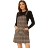 image:imageAllegra K Womens Plaid Overall Dress Suspender Short Pinafore DressBrown