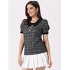 image:imageAllegra K Puff Sleeve Tops for Womens Vintage Tweed Peter Pan Collar ShirtBlack