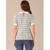 image:imageAllegra K Puff Sleeve Tops for Womens Vintage Tweed Peter Pan Collar ShirtBlack White