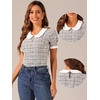 image:imageAllegra K Puff Sleeve Tops for Womens Vintage Tweed Peter Pan Collar ShirtPurple