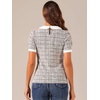 image:imageAllegra K Puff Sleeve Tops for Womens Vintage Tweed Peter Pan Collar ShirtPurple