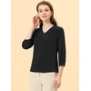 image:imageAllegra K Women Formal Dressy Office Satin 34 Sleeve V Neck Blouse ShirtBlack