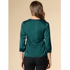 image:imageAllegra K Women Formal Dressy Office Satin 34 Sleeve V Neck Blouse ShirtBlue Green