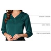 image:imageAllegra K Women Formal Dressy Office Satin 34 Sleeve V Neck Blouse ShirtBlue Green