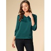 image:imageAllegra K Women Formal Dressy Office Satin 34 Sleeve V Neck Blouse ShirtBlue Green
