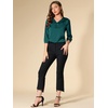 image:imageAllegra K Women Formal Dressy Office Satin 34 Sleeve V Neck Blouse ShirtBlue Green