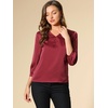 image:imageAllegra K Women Formal Dressy Office Satin 34 Sleeve V Neck Blouse ShirtBurgundy