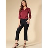 image:imageAllegra K Women Formal Dressy Office Satin 34 Sleeve V Neck Blouse ShirtBurgundy