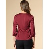 image:imageAllegra K Women Formal Dressy Office Satin 34 Sleeve V Neck Blouse ShirtBurgundy