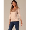 image:imageAllegra K Women Formal Dressy Office Satin 34 Sleeve V Neck Blouse ShirtChampagne