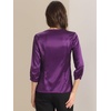image:imageAllegra K Women Formal Dressy Office Satin 34 Sleeve V Neck Blouse ShirtDark Purple