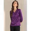 image:imageAllegra K Women Formal Dressy Office Satin 34 Sleeve V Neck Blouse ShirtDark Purple