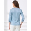 image:imageAllegra K Women Formal Dressy Office Satin 34 Sleeve V Neck Blouse ShirtLight Blue