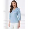 image:imageAllegra K Women Formal Dressy Office Satin 34 Sleeve V Neck Blouse ShirtLight Blue