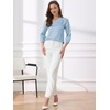 image:imageAllegra K Women Formal Dressy Office Satin 34 Sleeve V Neck Blouse ShirtLight Blue