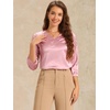 image:imageAllegra K Women Formal Dressy Office Satin 34 Sleeve V Neck Blouse ShirtPink