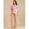 image:imageAllegra K Women Formal Dressy Office Satin 34 Sleeve V Neck Blouse ShirtPink